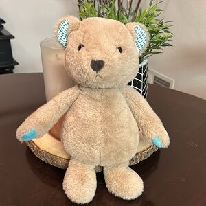 B Softies Teddy Bear Plush Cara-Mellow 11" Brown w/ Blue‎ Paws Soft Stuffed Toy